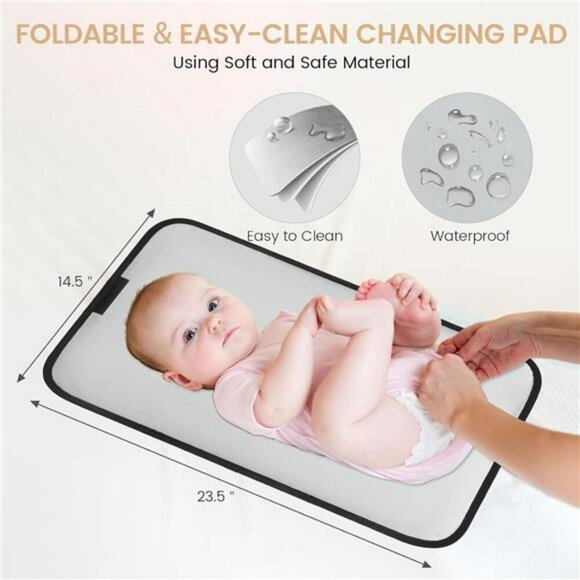 LOVEVOOK Diaper Bag Backpack Large Baby Bag with Pad Waterproof Beige Khaki - Picture 5 of 7